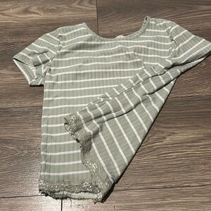 Striped Green and White Women's Top